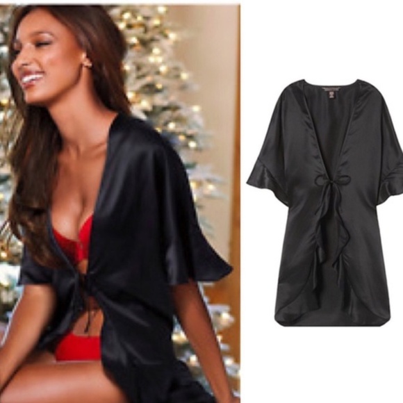 *366 NWT Victoria's Secret Kimono Robe w/ Ruffle - Picture 2 of 6